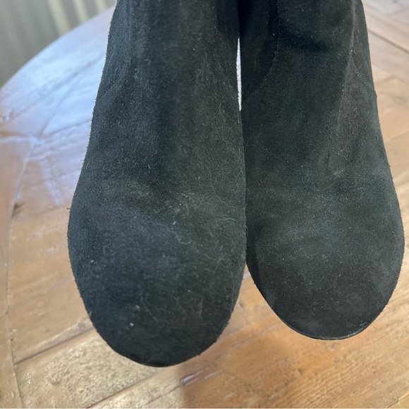 Nine West Black Suede Leather Fringe Mid Calf  Western Heel Pull On Boots Sz 7.5 - Picture 12 of 12